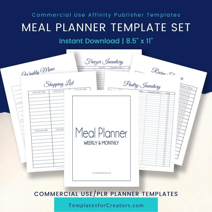 commercial use meal planner template-affinity publisher planner templates
