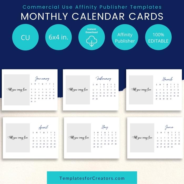 Monthly Calendar Card Templates-Affinity Publisher Templates