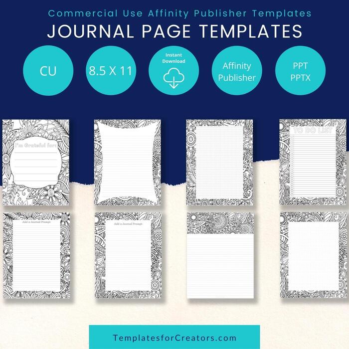 Printable Journal Pages with Coloring Border-Commercial Use